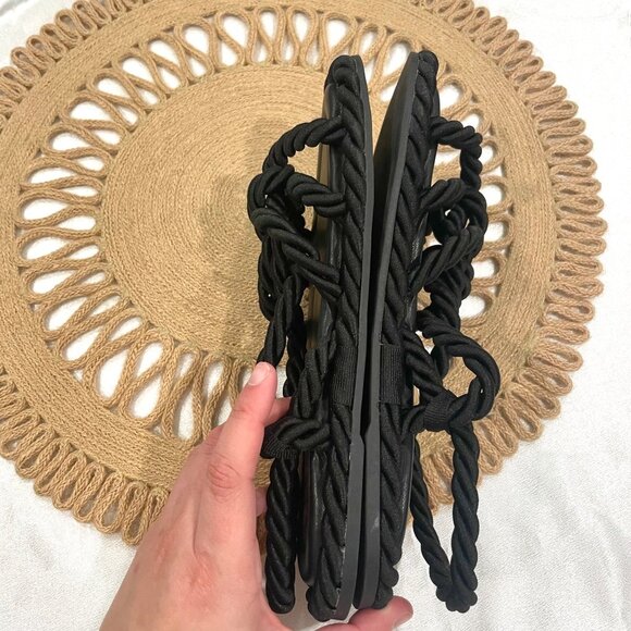 H&M Black Robe Twisted Flat Open Toe Sandals Size EU 36/ US 5 - Picture 9 of 10